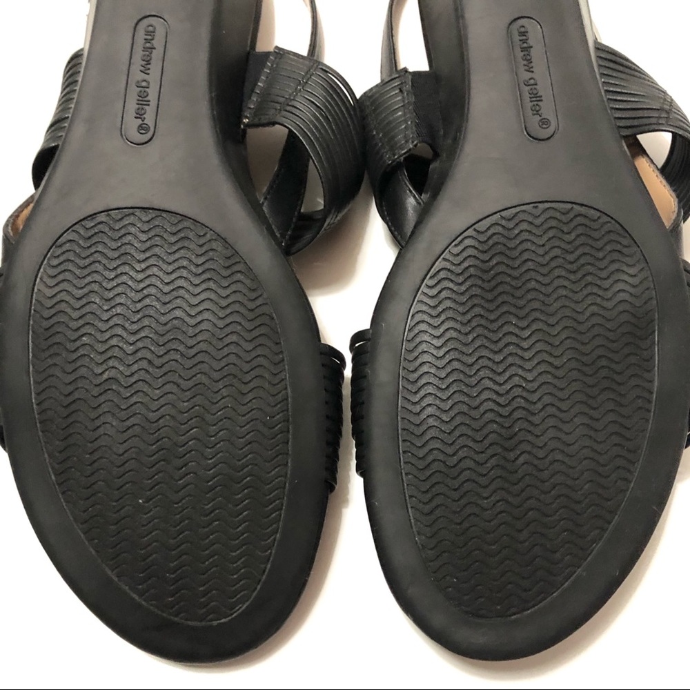 Andrew Geller Heads Up Sandals Black Small Wedge Strappy Size 9.5 - Picture 5 of 8